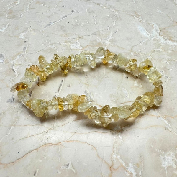 Citrine, chip bracelet with elastic thread