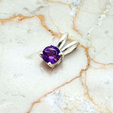 Amethyst small oval pendant with smooth silver setting