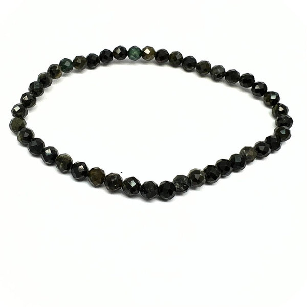 Turmalin grön/svart, fasettslipat armband 4 mm
