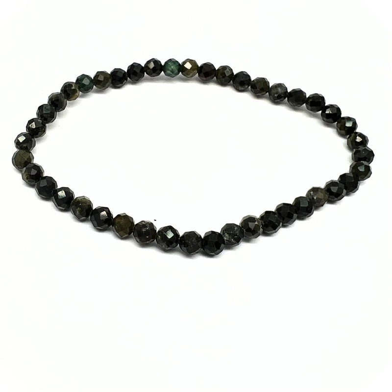Turmalin grön/svart, fasettslipat armband 4 mm