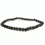 Turmalin grön/svart, fasettslipat armband 4 mm