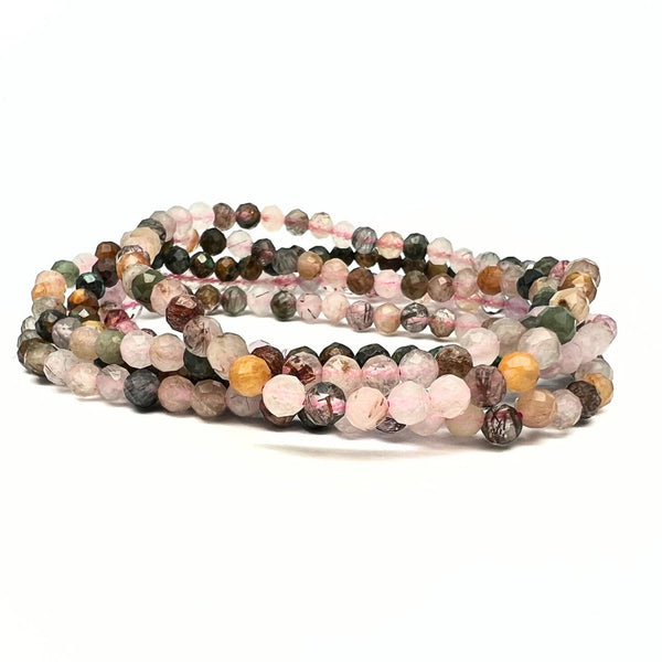 Turmalin fasetterat armband i mix färger 4 mm
