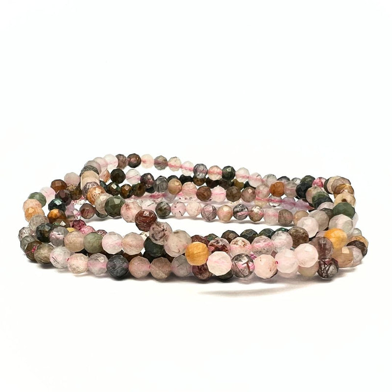 Turmalin fasetterat armband i mix färger 4 mm