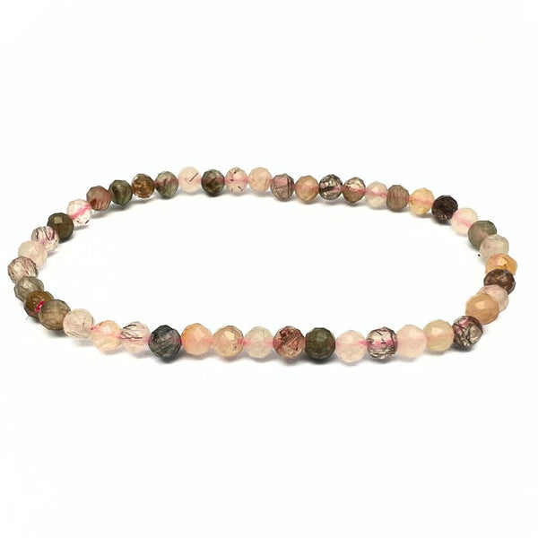 Turmalin fasetterat armband i mix färger 4 mm