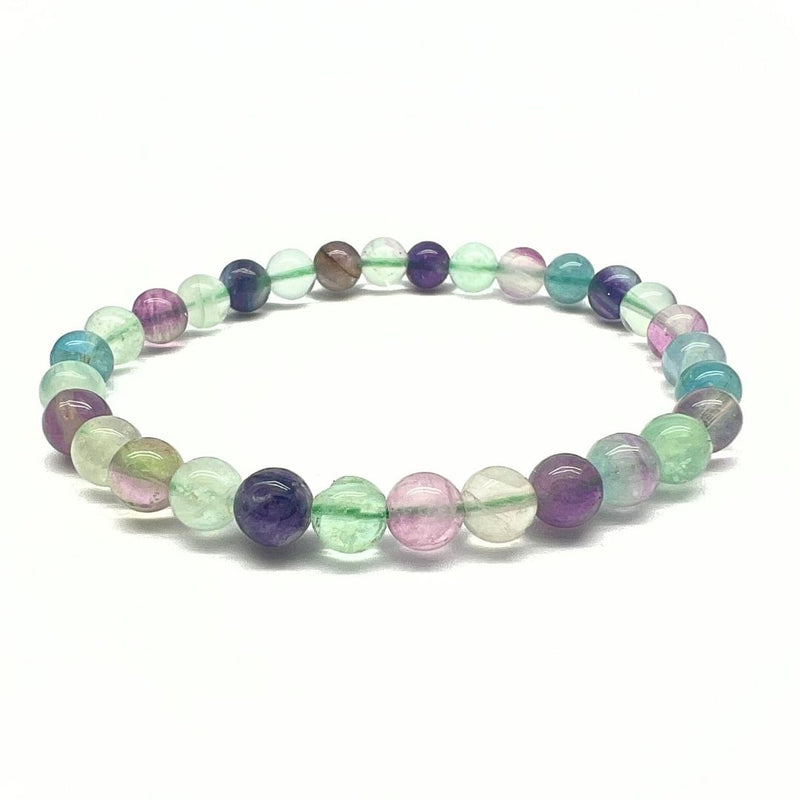 Fluorit, armband med runda pärlor 6 mm