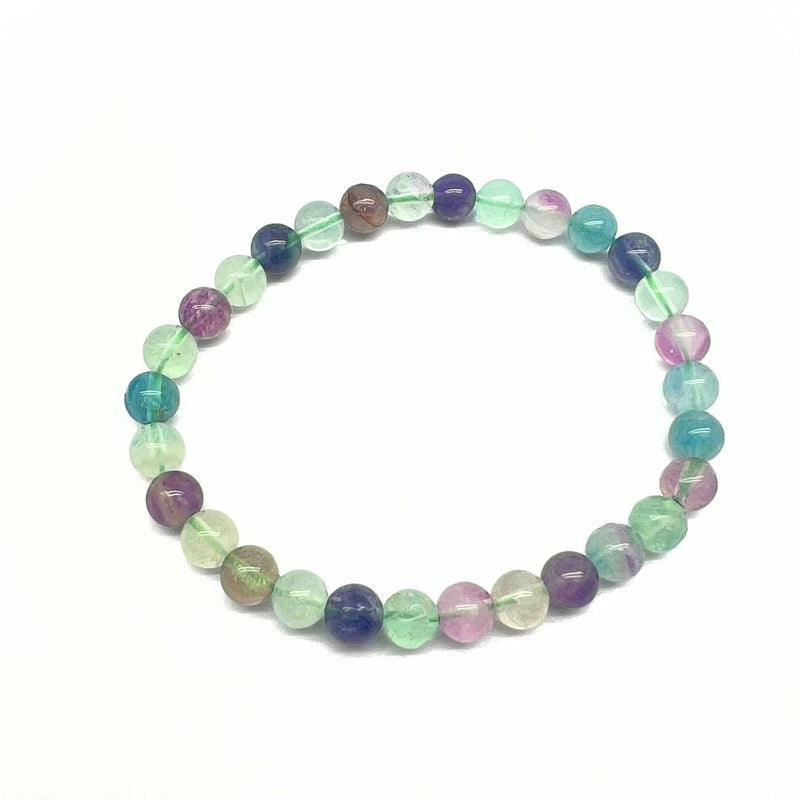 Fluorit, armband med runda pärlor 6 mm