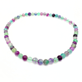 Fluorit regnbågsfärger halsband 8 mm pärlor