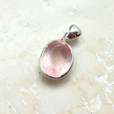 Rose quartz, small and large silver pendant