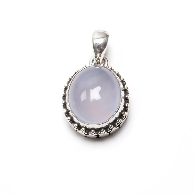 Chalcedony blue, oval with filigree