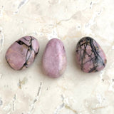 Rhodonite, tumbled pendant with holes
