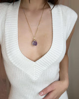 Amethyst, natural lace pendant in silver or gold