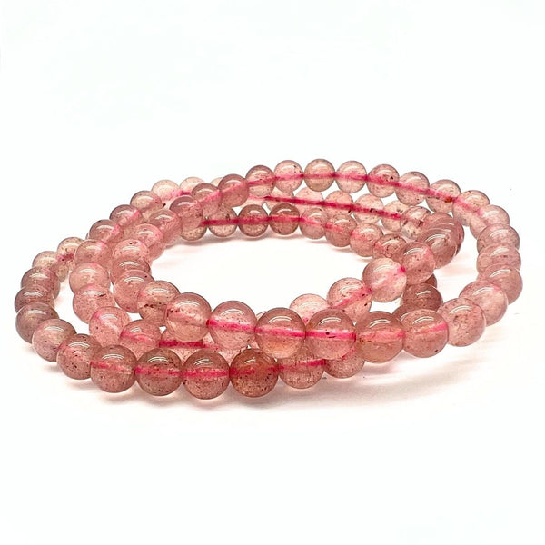 Strawberry quartz, bracelet round 6 mm