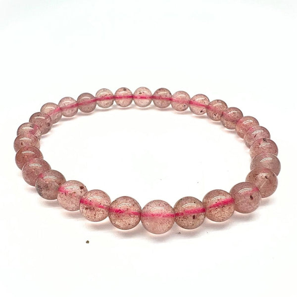 Strawberry quartz, bracelet round 6 mm