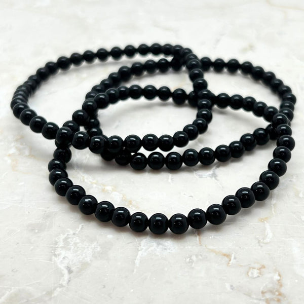 Obsidian black, bracelet 4mm
