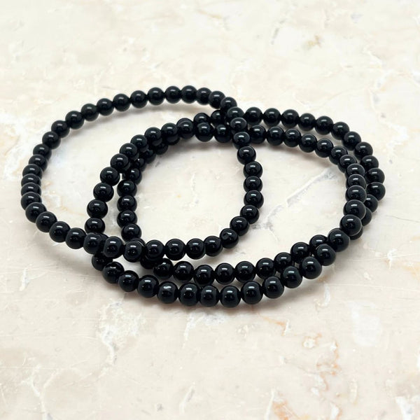 Obsidian black, bracelet 4mm