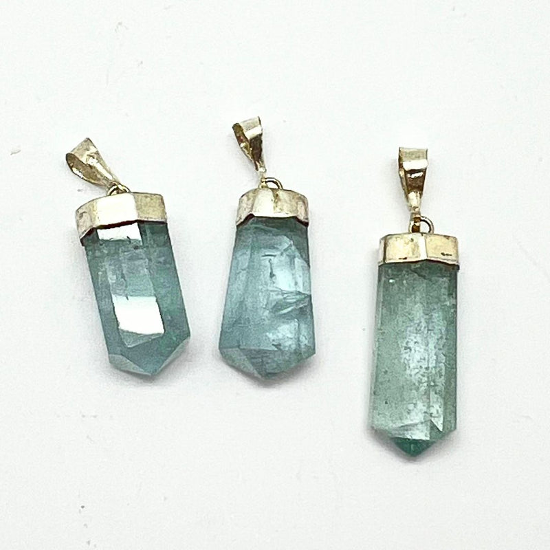 Aquamarine, cut crystal pendant
