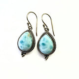 Larimar, earring with filigree border