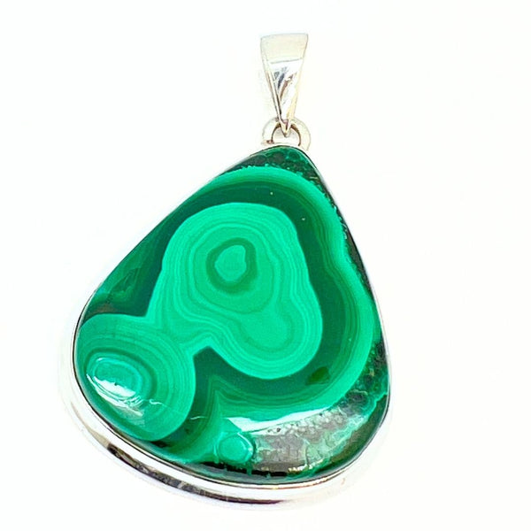 Malachite silver pendant with silver edge