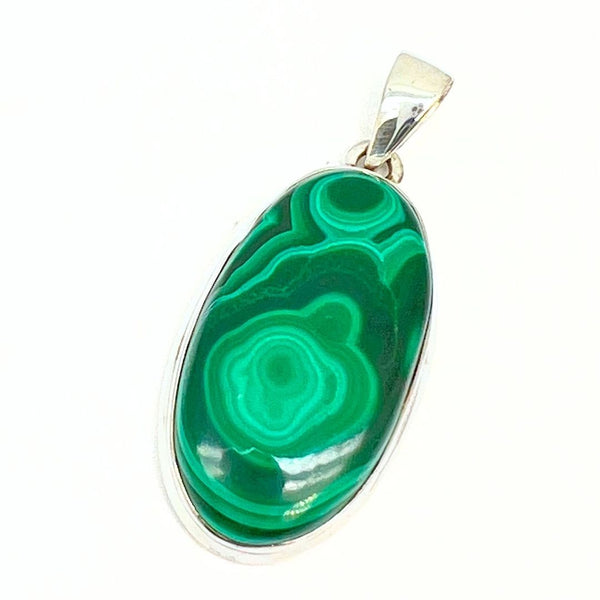 Malachite silver pendant with silver edge