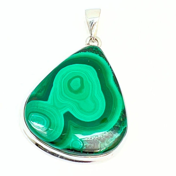 Malachite silver pendant with silver edge