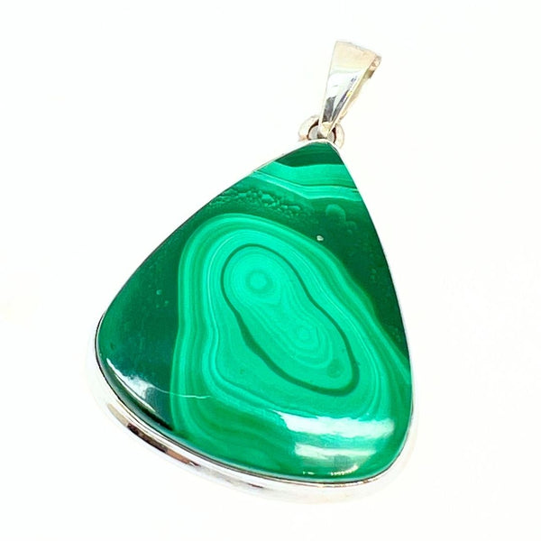 Malachite silver pendant with silver edge