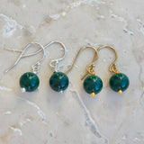 Malachite earring Silver or gold plating