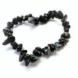 Obsidian snowflake, chip bracelet