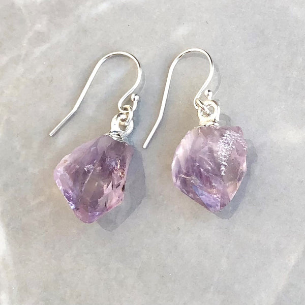 Amethyst raw lace earring on hook