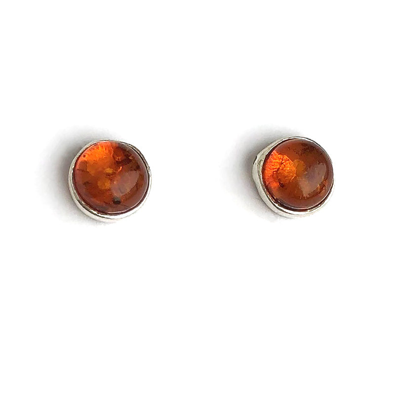 Amber, earrings round on pins