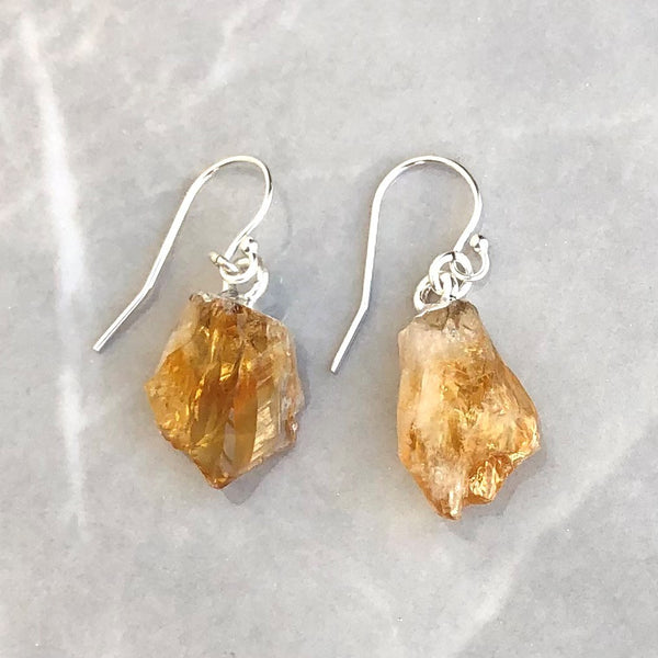 Citrine raw lace earring on hook