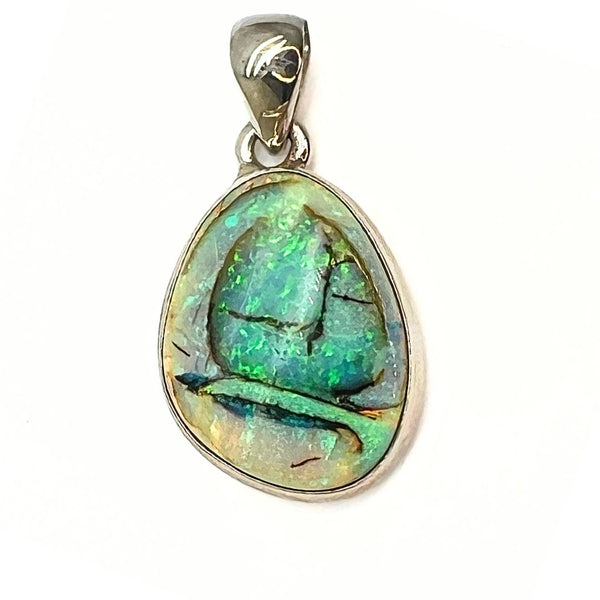 Opal larger stone sterling silver pendant