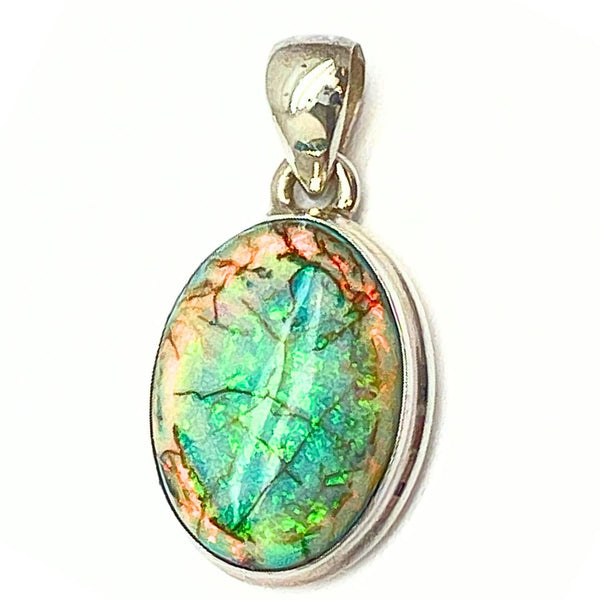 Opal larger stone in sterling silver pendant