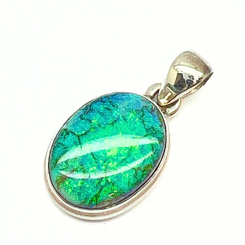 Opal större magisk sten i sterling silverhänge