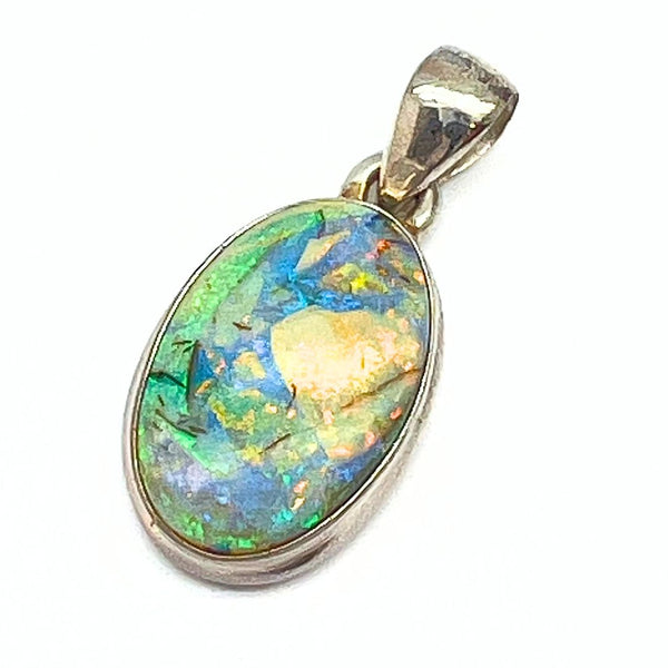 Opal larger stone in sterling silver pendant