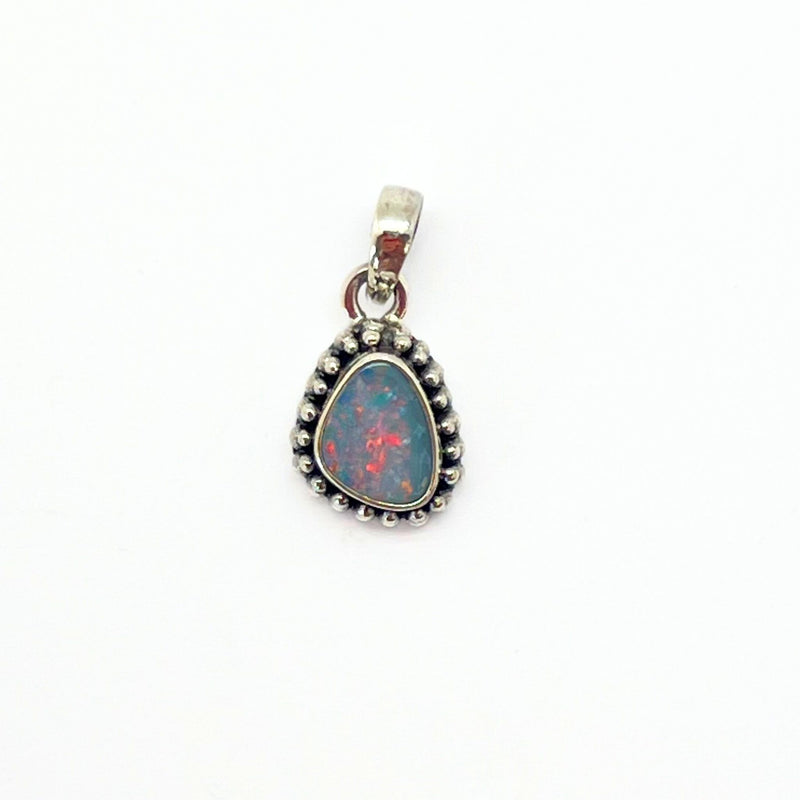 Opal filigree pendant small irregular shape