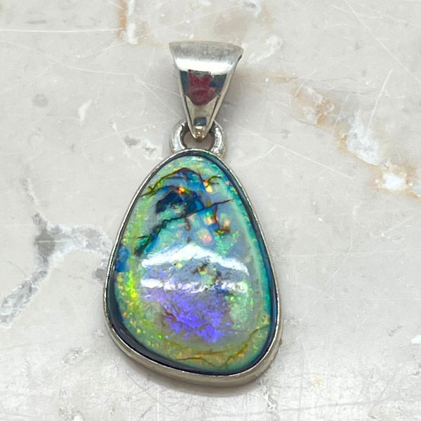 Opal larger stone in sterling silver pendant