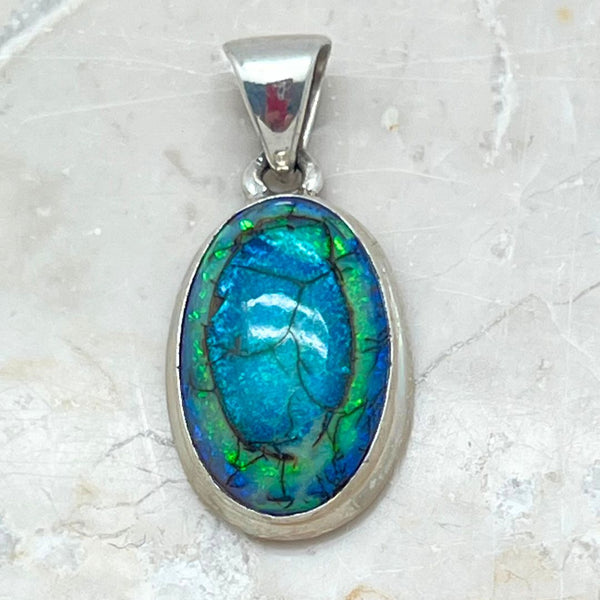 Opal larger stone sterling silver pendant