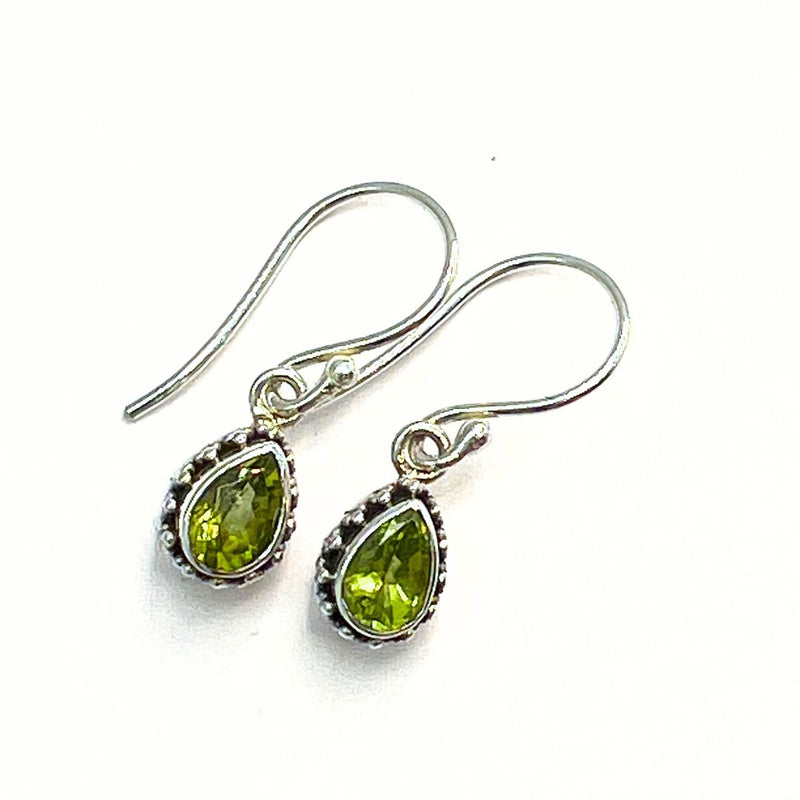 Peridot faceted drop filigree