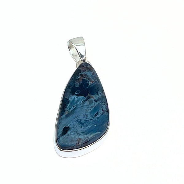 Rainbow moonstone, drop-shaped silver pendant