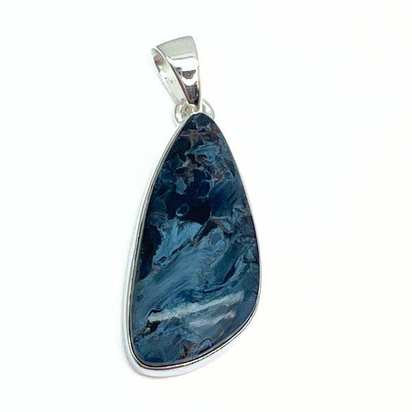 Rainbow moonstone, drop-shaped silver pendant
