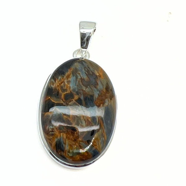 Rainbow moonstone, drop-shaped silver pendant