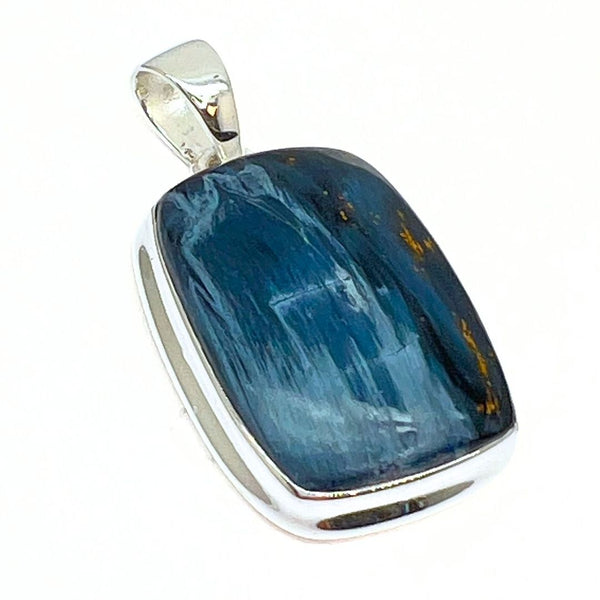 Rainbow moonstone, drop-shaped silver pendant