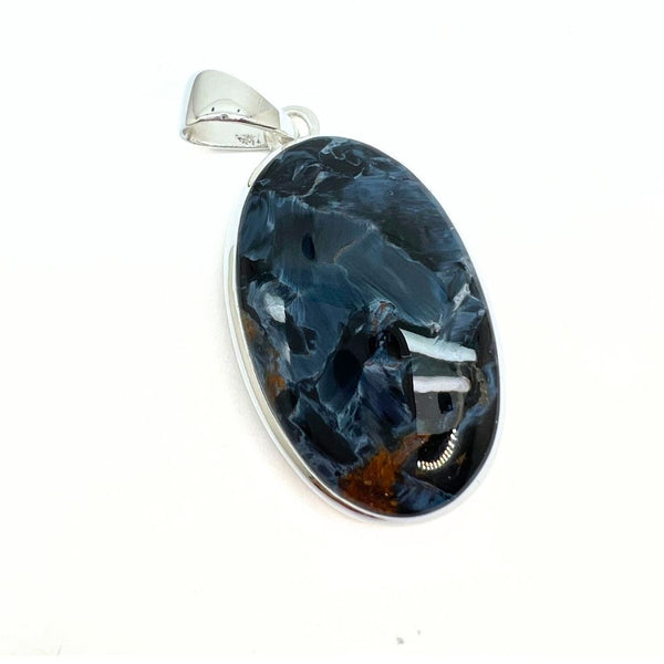 Rainbow moonstone, drop-shaped silver pendant