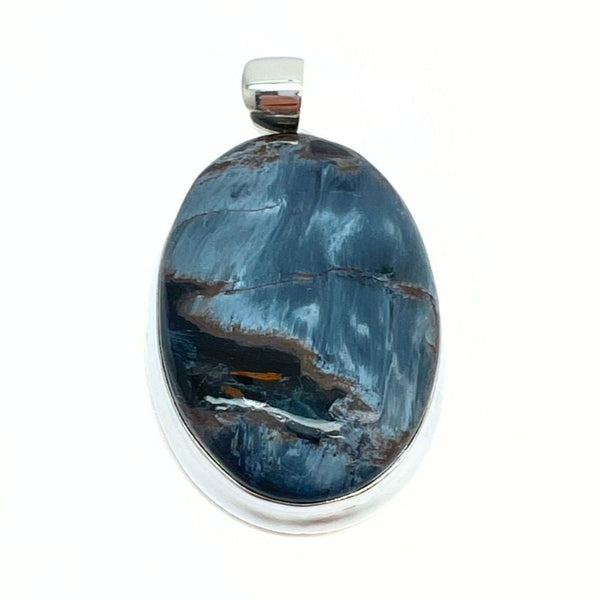 Rainbow moonstone, drop-shaped silver pendant