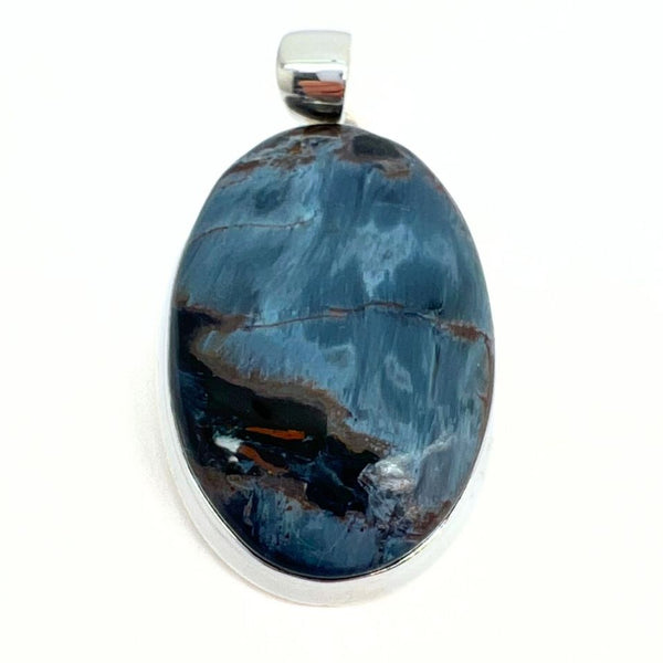 Rainbow moonstone, drop-shaped silver pendant