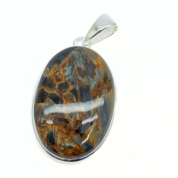 Rainbow moonstone, drop-shaped silver pendant