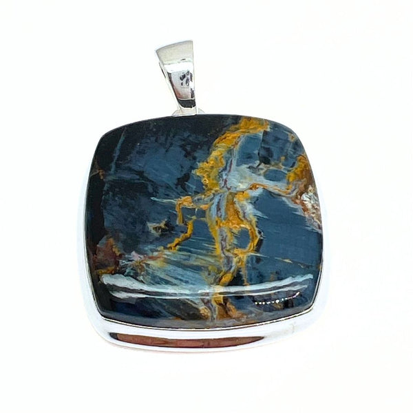 Rainbow moonstone, drop-shaped silver pendant