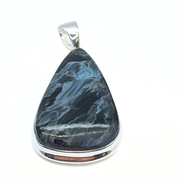 Rainbow moonstone, drop-shaped silver pendant
