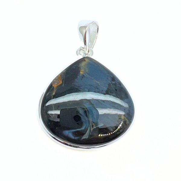 Rainbow moonstone, drop-shaped silver pendant