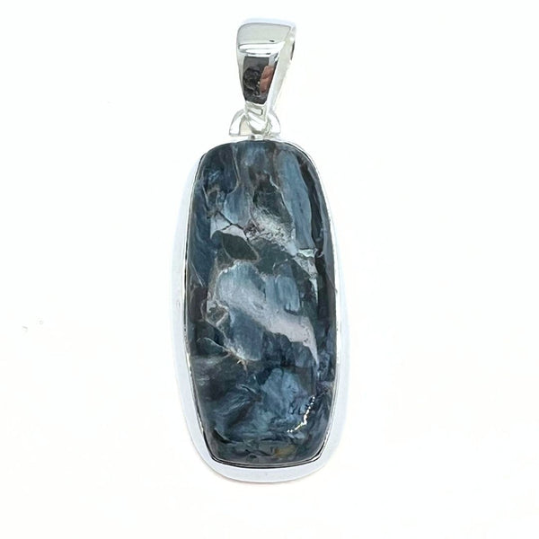Rainbow moonstone, drop-shaped silver pendant
